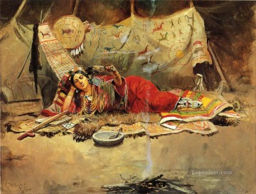 keeoma 1896 Charles Marion Russell Indios Americanos Pinturas al óleo